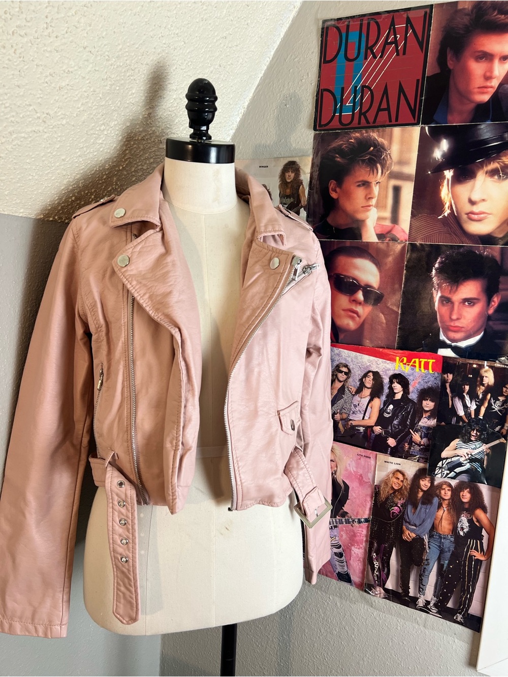 Ashley By 26 International Dusty Pink Faux Leather Moto Jacket